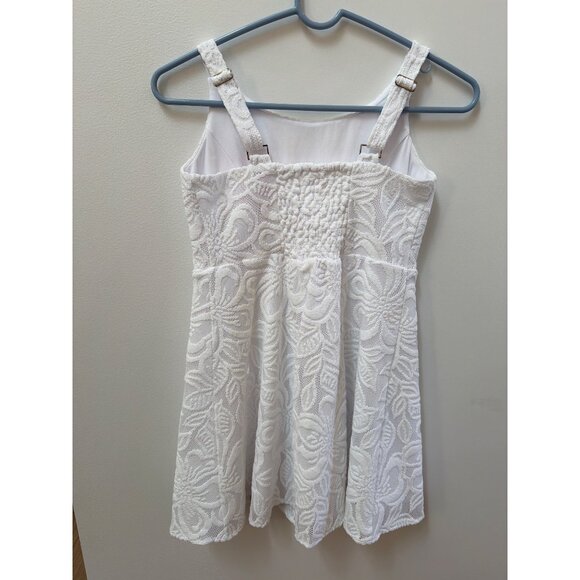 Lilly Pulitzer Girls Size 14 White Floral Textured Sleeveless Mini Dress Adjusta - Picture 3 of 5